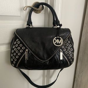 Mint Condition Authentic Michael Kors Odette Grommet Black Leather Satchel